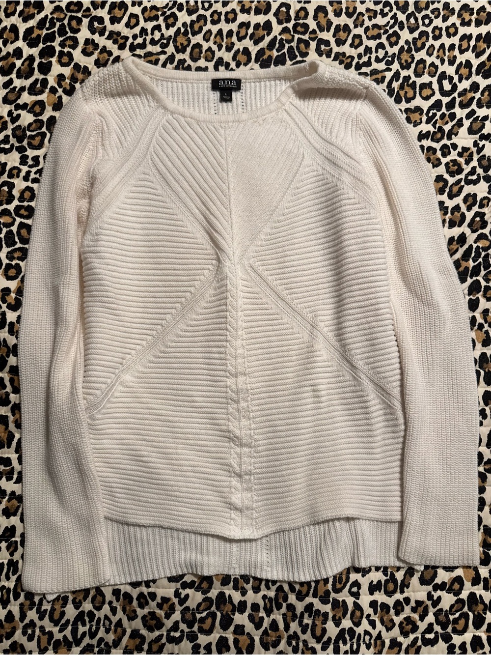 a.n.a Cream Textured Crewneck Sweater